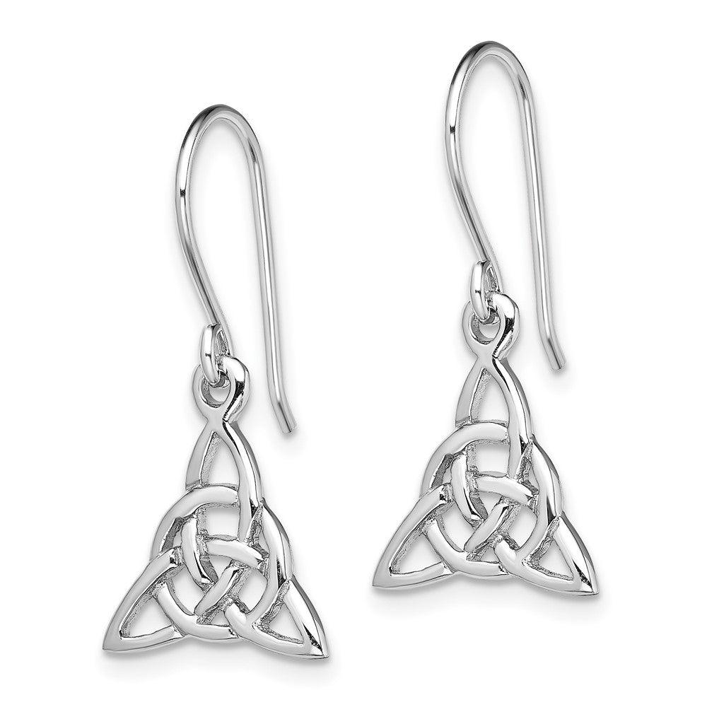 Rhodium-plated Sterling Silver Polished Trinity Knot Dangle Earrings