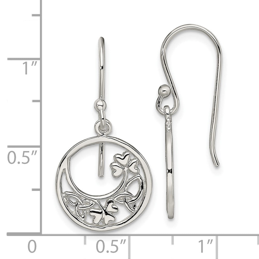 Sterling Silver Circle Clover and Celtic Knot Dangle Earrings