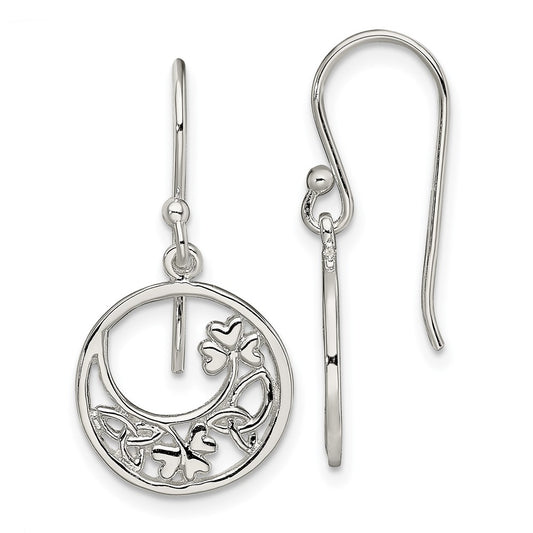 Sterling Silver Circle Clover and Celtic Knot Dangle Earrings