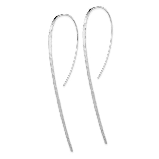 Rhodium-plated Sterling Silver Polished Textured Threader Earrings