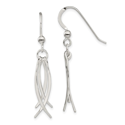 Sterling Silver Polished Curved Dangle Shepherd Hook Earrings