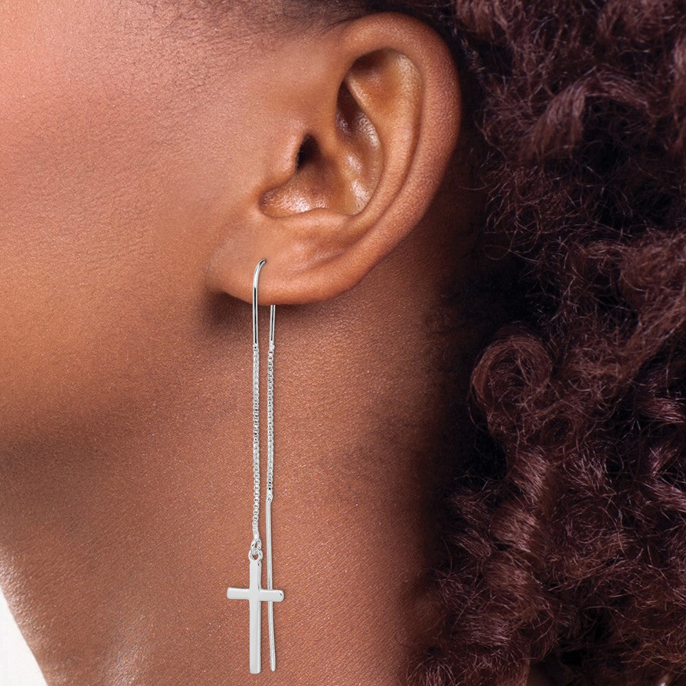 Sterling Silver Cross Threader Earrings