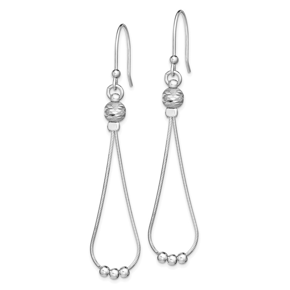 Rhodium-plated Sterling Silver Diamond-cut Dangle Beaded Earrings