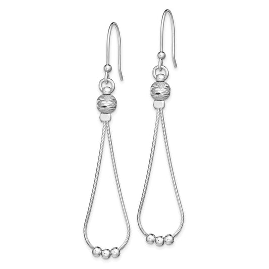 Rhodium-plated Sterling Silver Diamond-cut Dangle Beaded Earrings