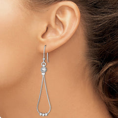 Rhodium-plated Sterling Silver Diamond-cut Dangle Beaded Earrings