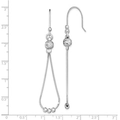 Rhodium-plated Sterling Silver Diamond-cut Dangle Beaded Earrings