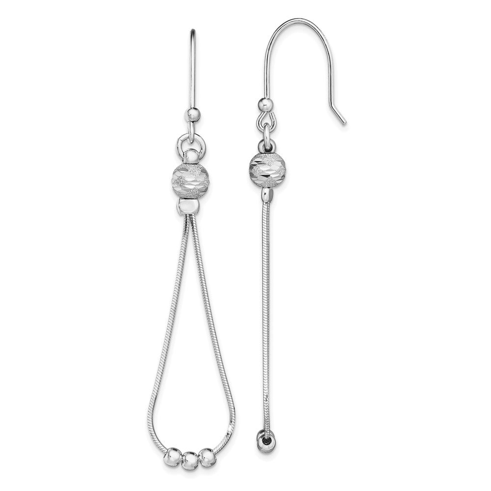 Rhodium-plated Sterling Silver Diamond-cut Dangle Beaded Earrings