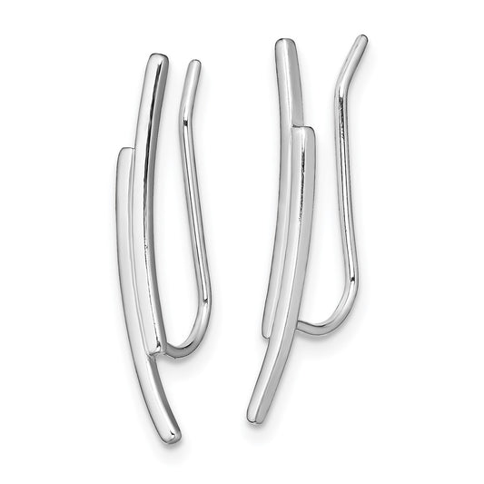 Rhodium-plated Sterling Silver Ear Climber Earrings