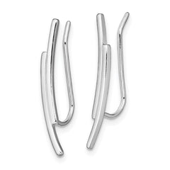 Rhodium-plated Sterling Silver Ear Climber Earrings