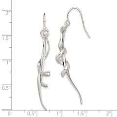 Sterling Silver Polished Spiral Dangle Shepherd Hook Earrings