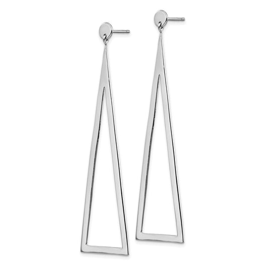 Rhodium-plated Sterling Silver Polished Triangle Dangle Earrings