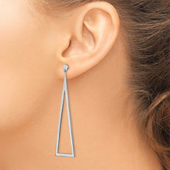 Rhodium-plated Sterling Silver Polished Triangle Dangle Earrings