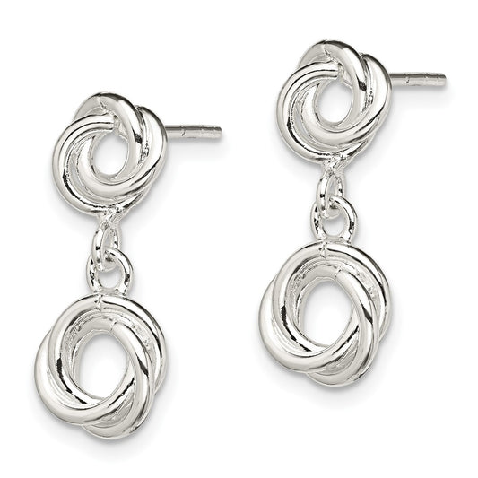 Sterling Silver Knot Polished Dangle Earrings