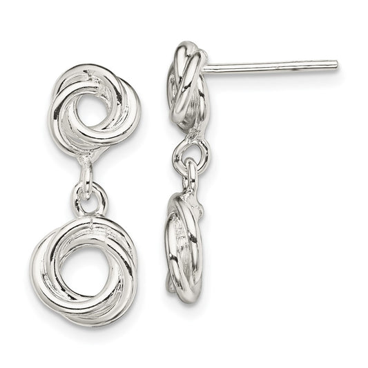 Sterling Silver Knot Polished Dangle Earrings