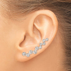 Sterling Silver Bezel CZ Ear Climber Post Earrings