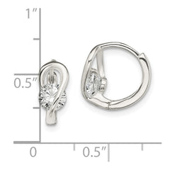 Sterling Silver CZ Hinged Hoop Earrings