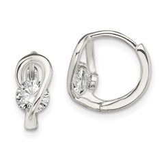 Sterling Silver CZ Hinged Hoop Earrings