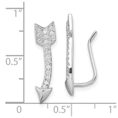 Rhodium-plated Sterling Silver CZ Arrow Ear Climber Earrings