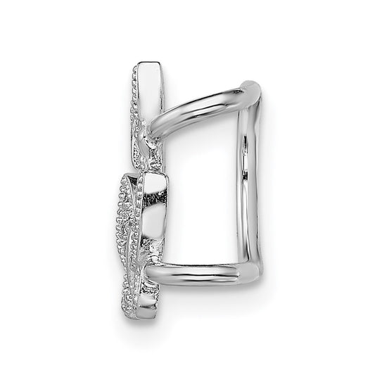 Rhodium-plated Sterling Silver CZ Double Butterfly Left Cuff Earrings
