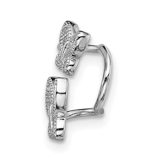 Rhodium-plated Sterling Silver CZ Double Butterfly Right Cuff Earrings