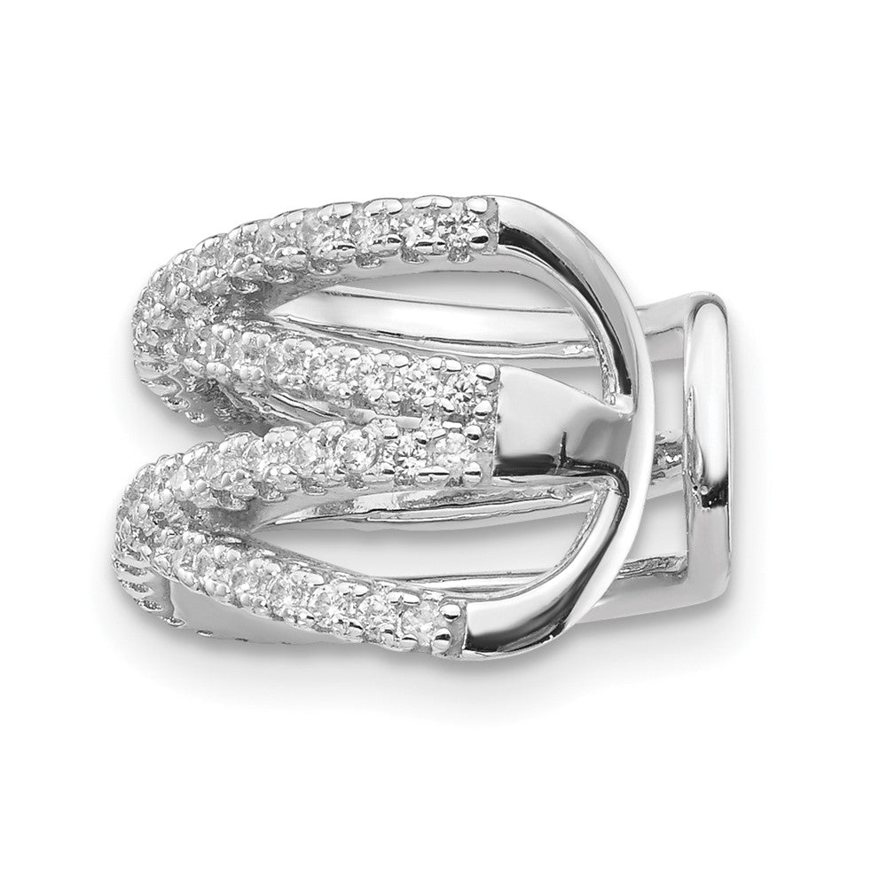 Rhodium-plated Sterling Silver CZ Double -X- Single Ear Cuff