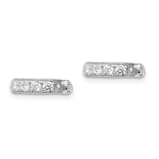 Rhodium-plated Sterling Silver CZ Ear Cuff Earrings