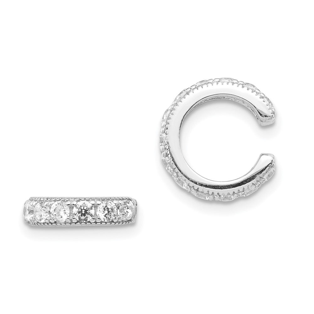 Rhodium-plated Sterling Silver CZ Ear Cuff Earrings