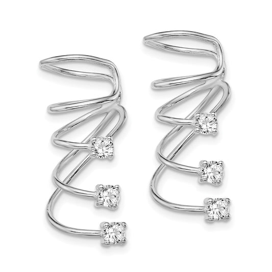 Rhodium-plated Sterling Silver CZ Cuff Earrings