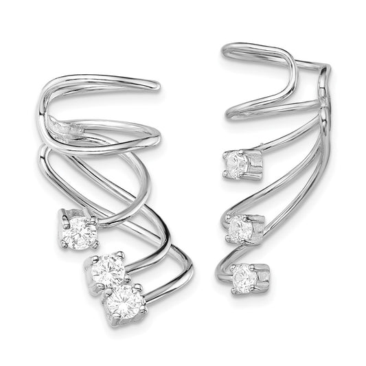 Rhodium-plated Sterling Silver CZ Cuff Earrings