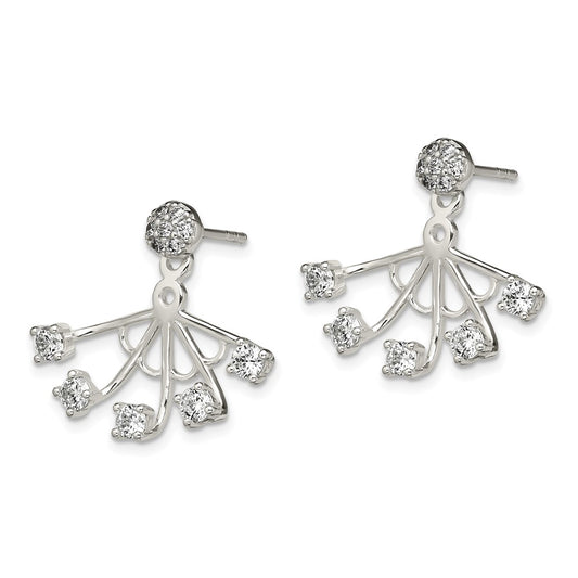 Sterling Silver CZ Removeable Front Back Post Earrings