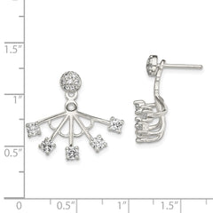 Sterling Silver CZ Removeable Front Back Post Earrings