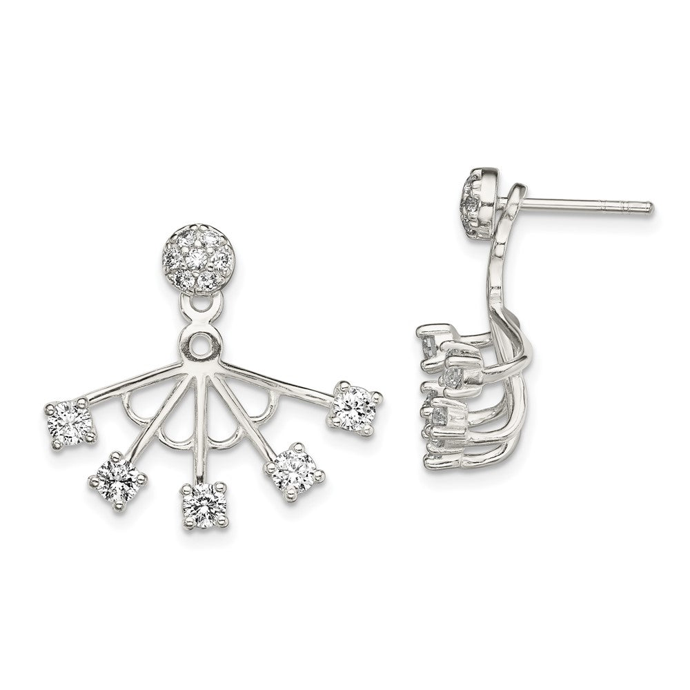 Sterling Silver CZ Removeable Front Back Post Earrings