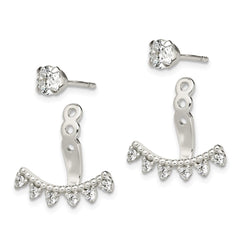 Sterling Silver CZ Removeable Front Back Post Earrings