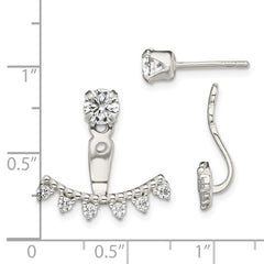 Sterling Silver CZ Removeable Front Back Post Earrings