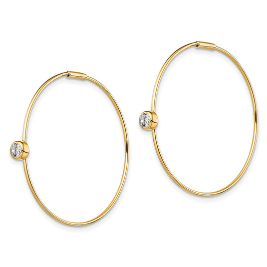 Sterling Silver Gold-tone CZ Endless Hoop Earrings