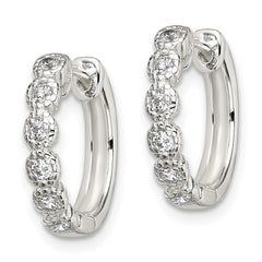 Sterling Silver CZ Hinged Hoop Earrings