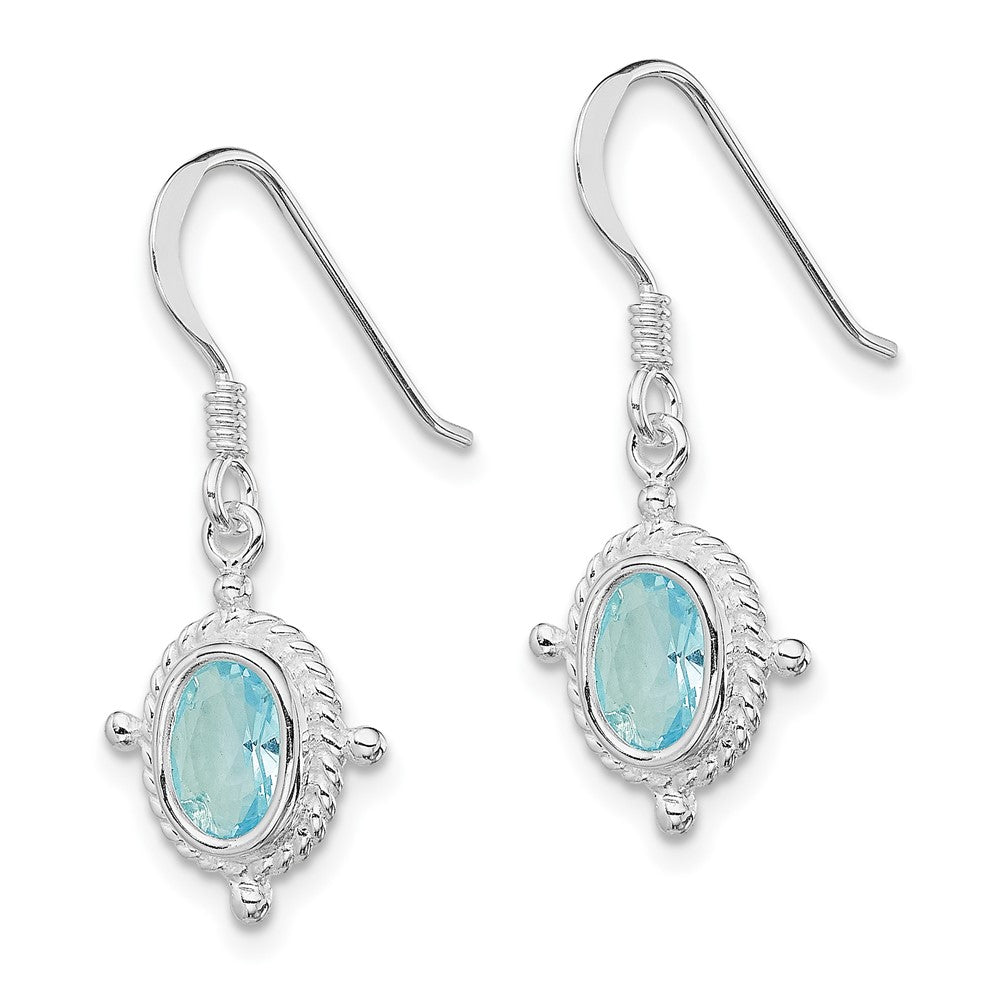 Sterling Silver Blue Topaz Fancy Dangle Earrings
