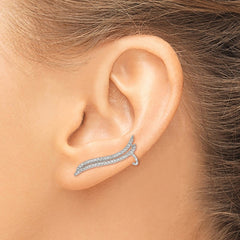 Sterling Silver CZ Cuff Ear Climber Earrings
