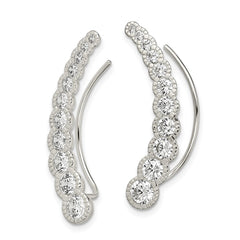 Sterling Silver CZ Ear Climber Earrings