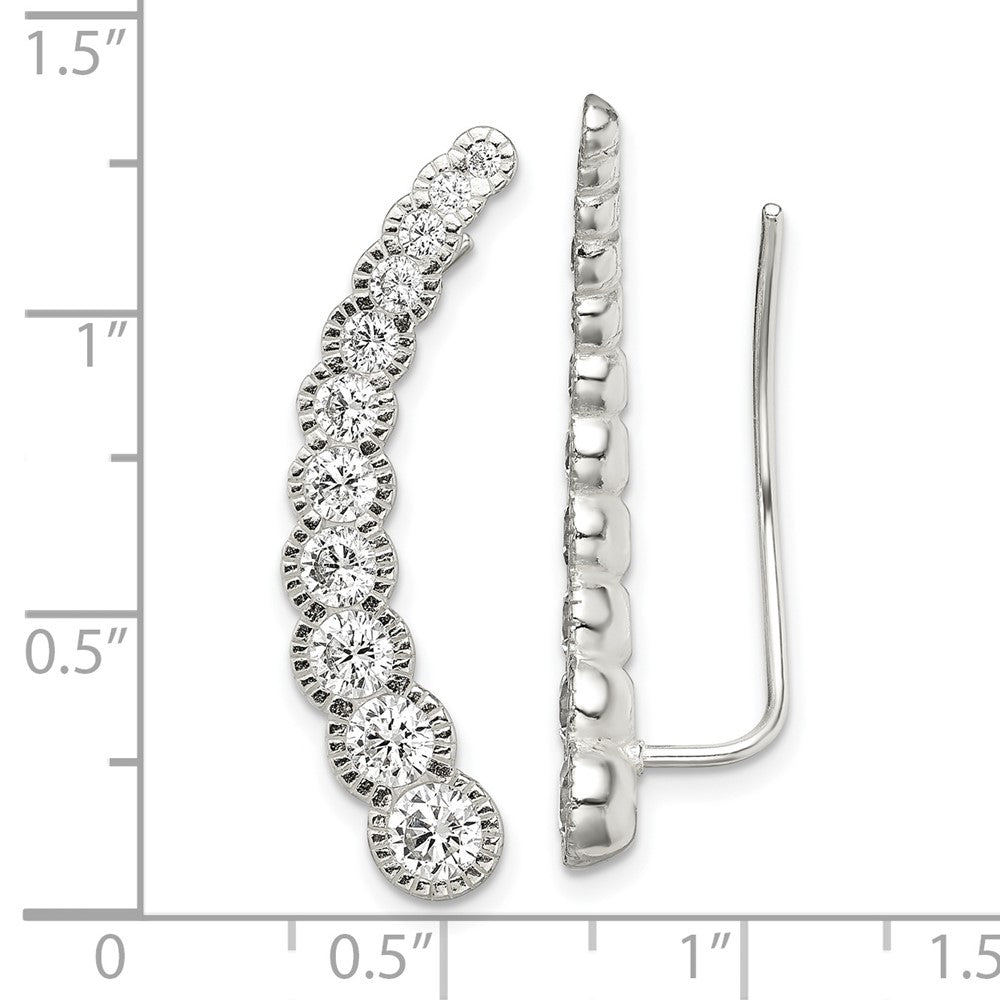 Sterling Silver CZ Ear Climber Earrings
