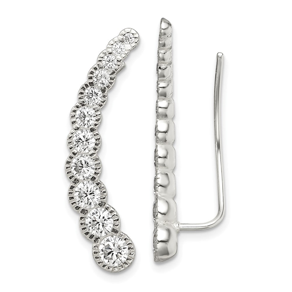 Sterling Silver CZ Ear Climber Earrings