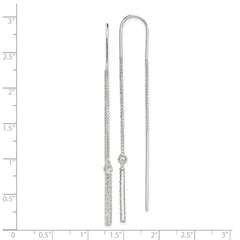 Sterling Silver Polished CZ Bar Threader Earrings