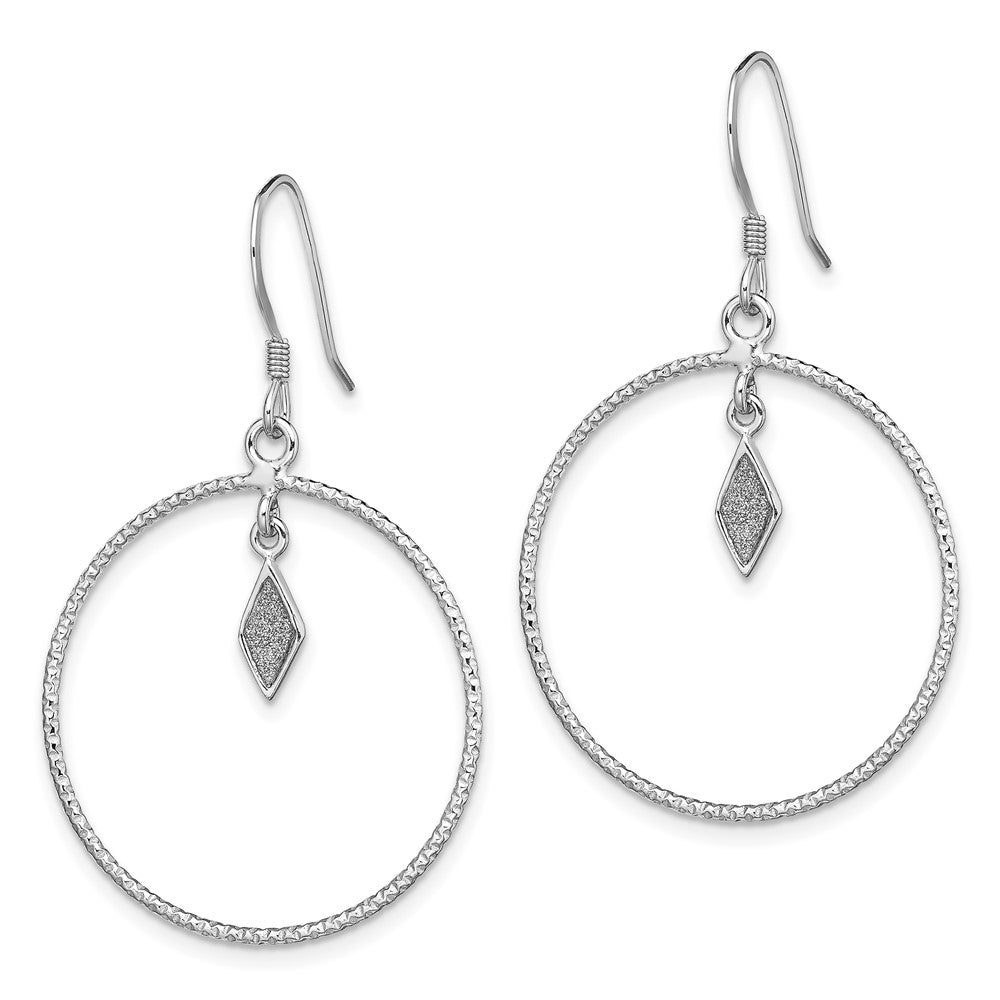 Sterling Silver Rhodium-plate Glitter Enamel Diamond-cut Earrings