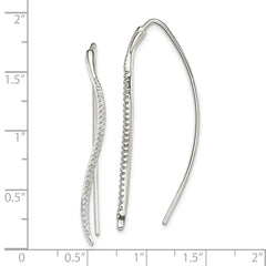 Sterling Silver CZ Curved Bar Threader Earrings