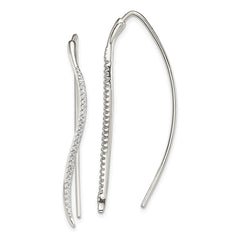 Sterling Silver CZ Curved Bar Threader Earrings