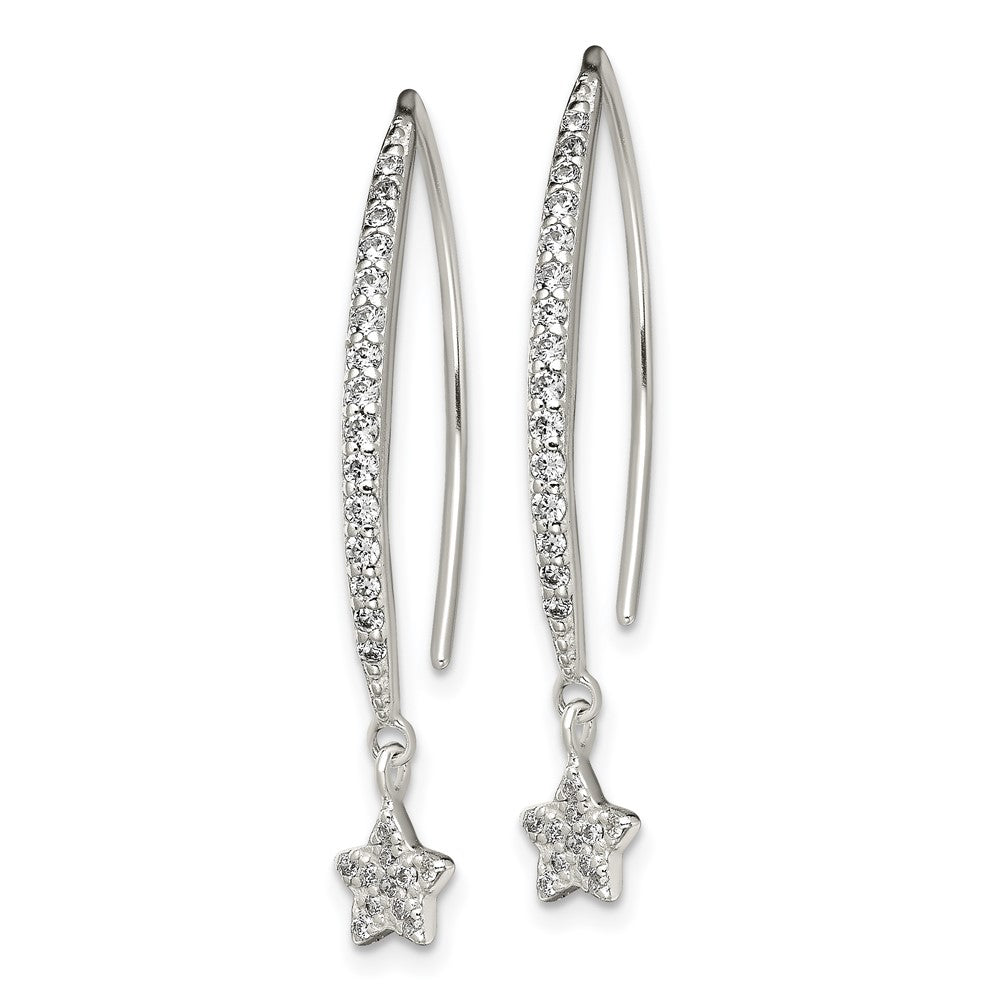 Sterling Silver CZ Star Threader Earrings