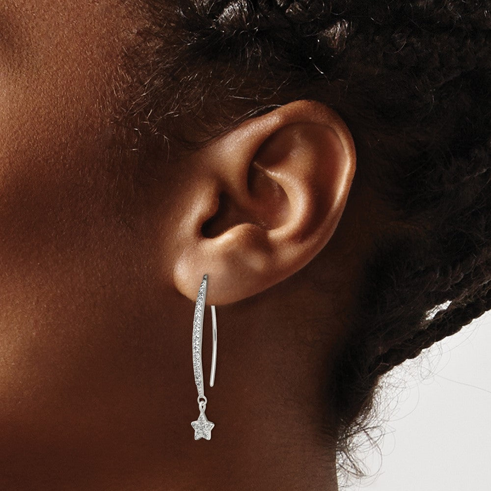 Sterling Silver CZ Star Threader Earrings