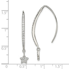 Sterling Silver CZ Star Threader Earrings