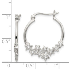 Sterling Silver CZ Star Hoop Earrings