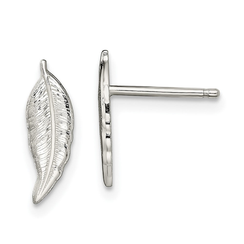 Sterling Silver Polished Feather Post Earrings